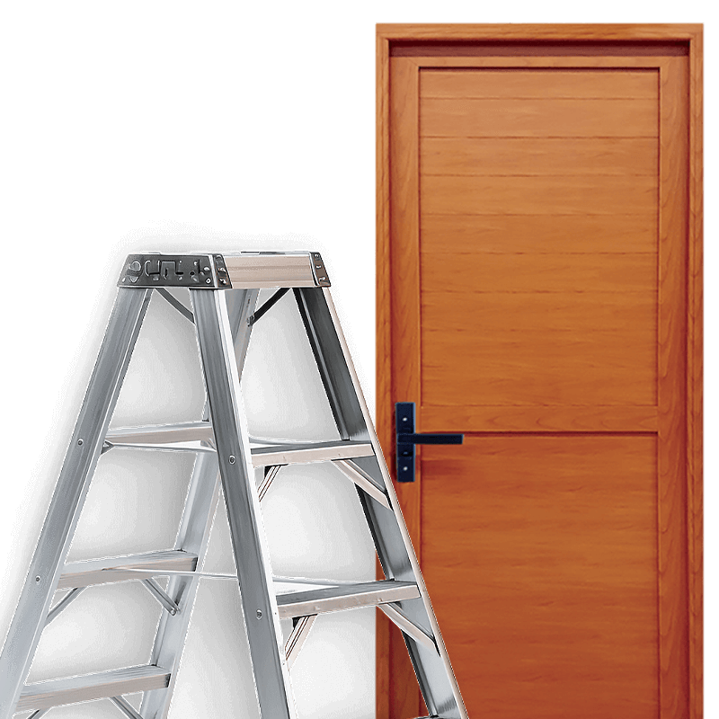 Step ladder and door