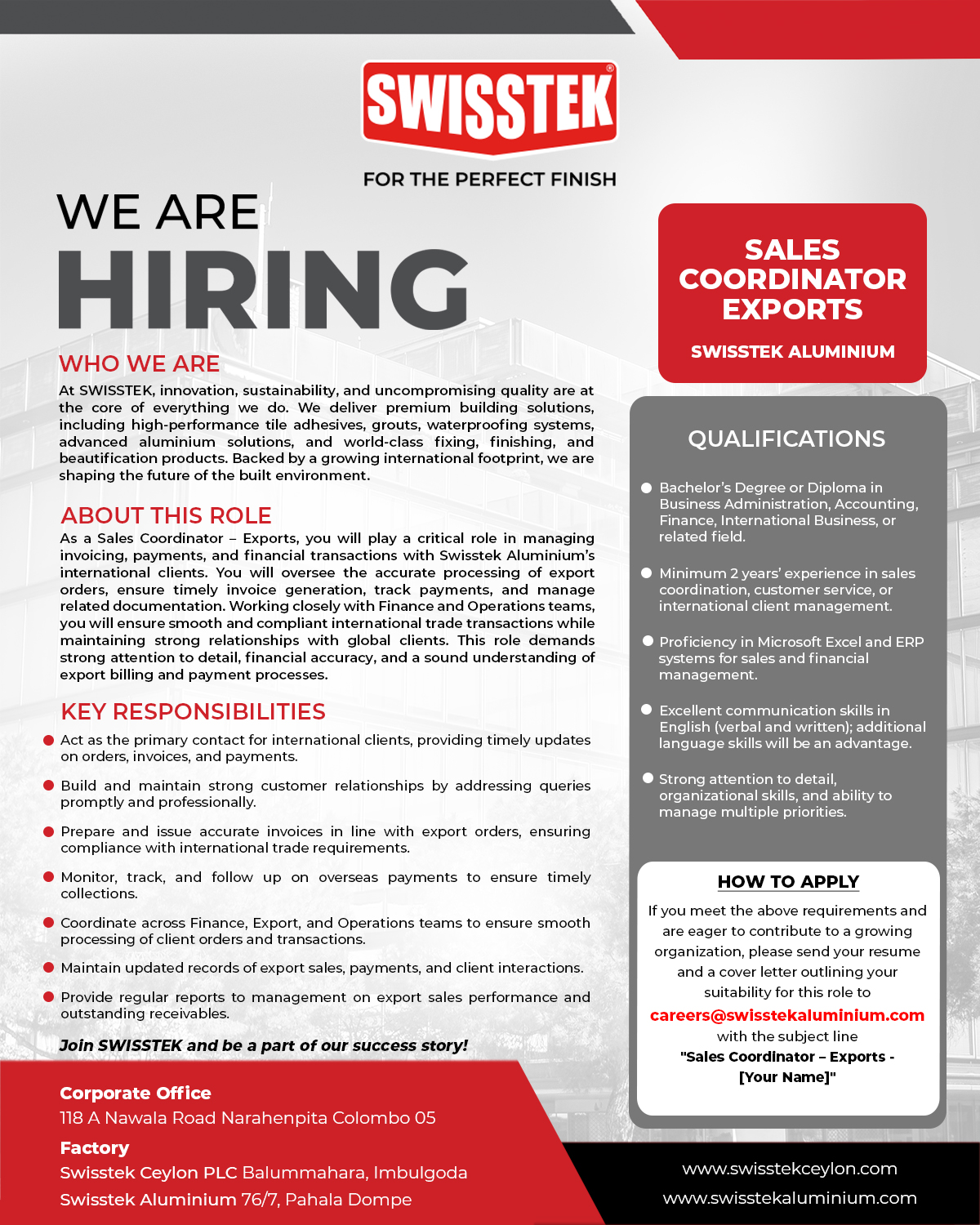 Sales Coordinator- Exports